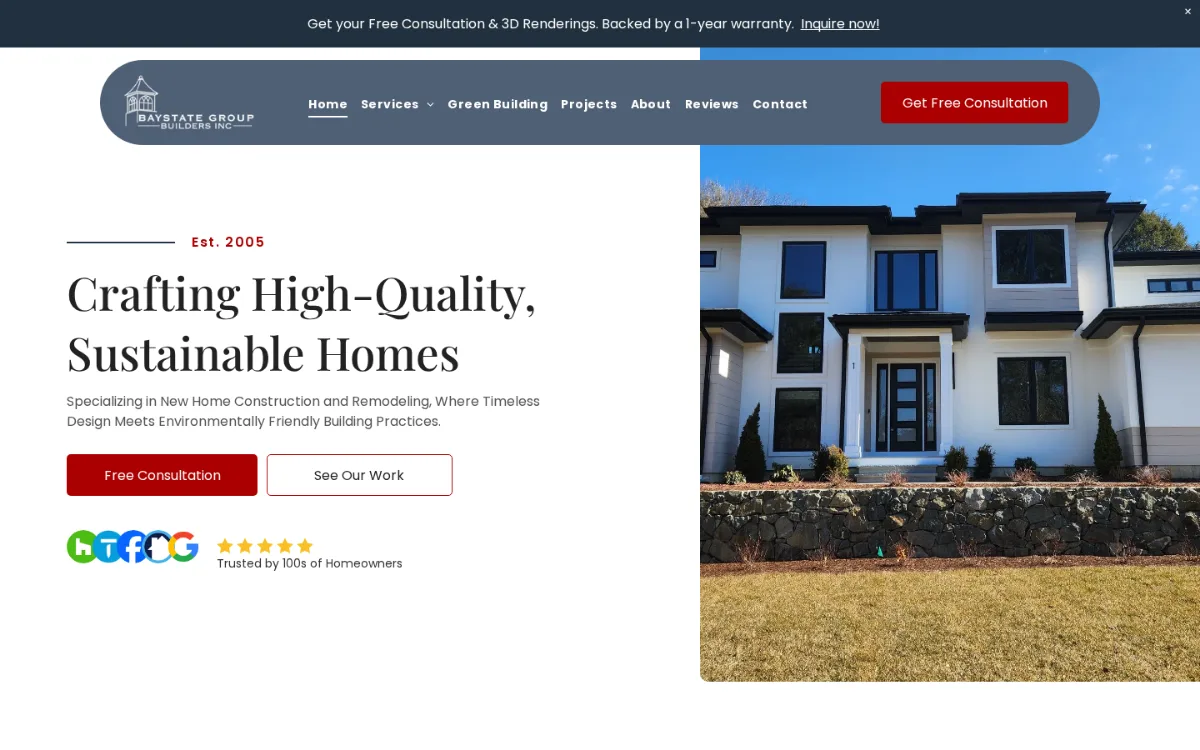 Baystate Group Builders website homepage