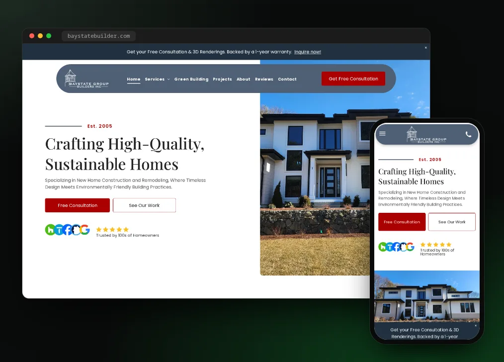 Bay State Group Builders website on desktop