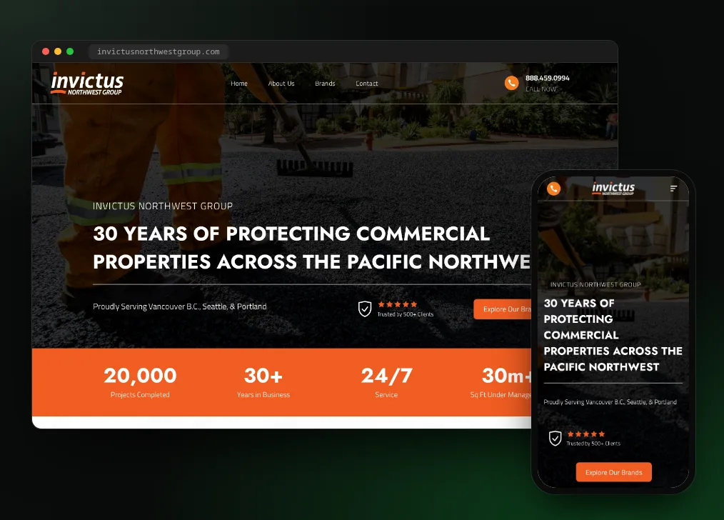 Invictus Northwest Group website on desktop