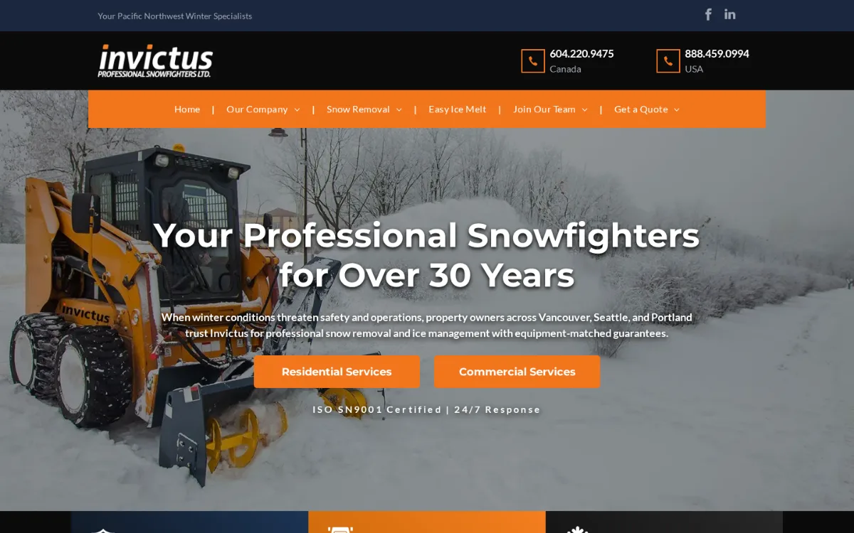 Invictus Snow Fighters website homepage