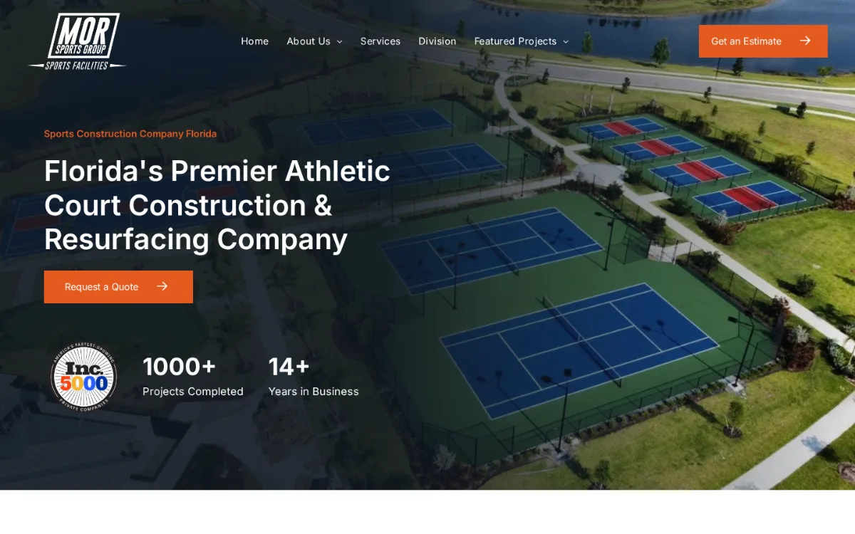Mor-Sports Group Florida page on desktop