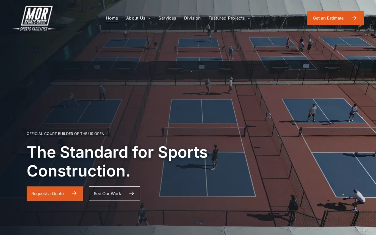 Mor-Sports Group homepage on desktop