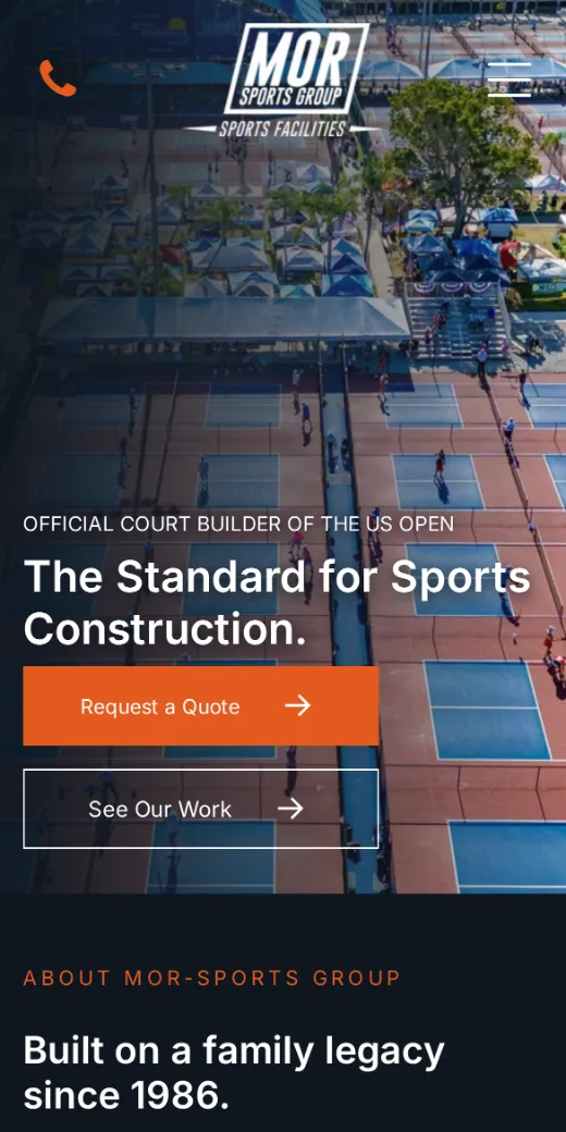 Mor-Sports Group homepage on a phone