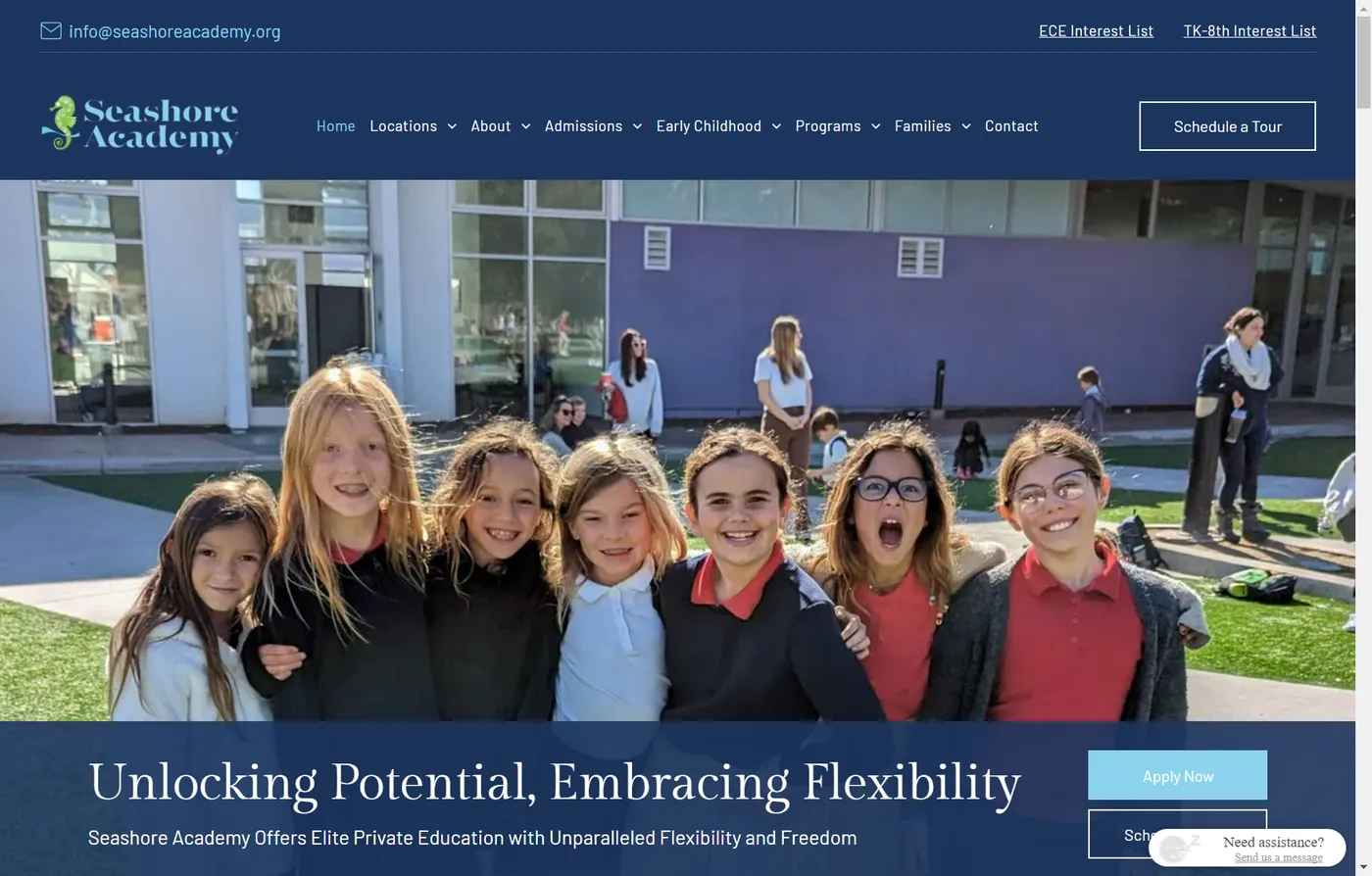 Seashore Academy website homepage