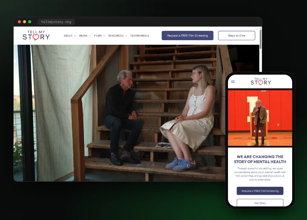Tell My Story website on desktop