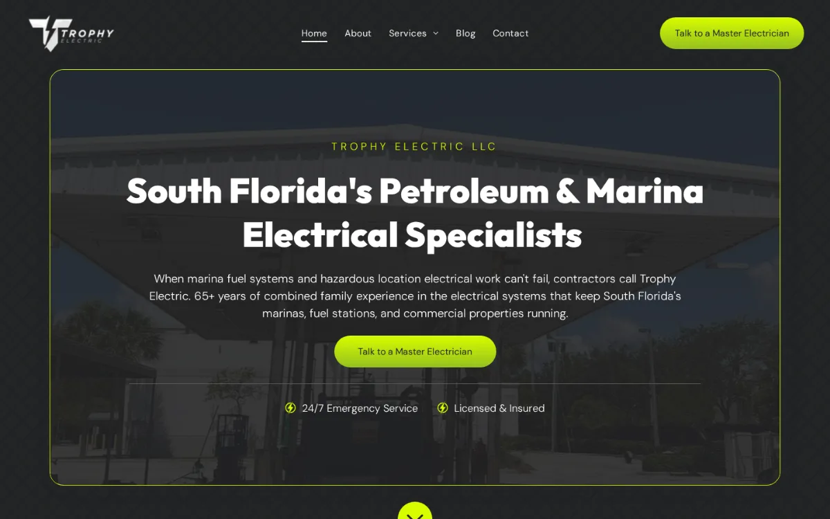 Trophy Electric website homepage